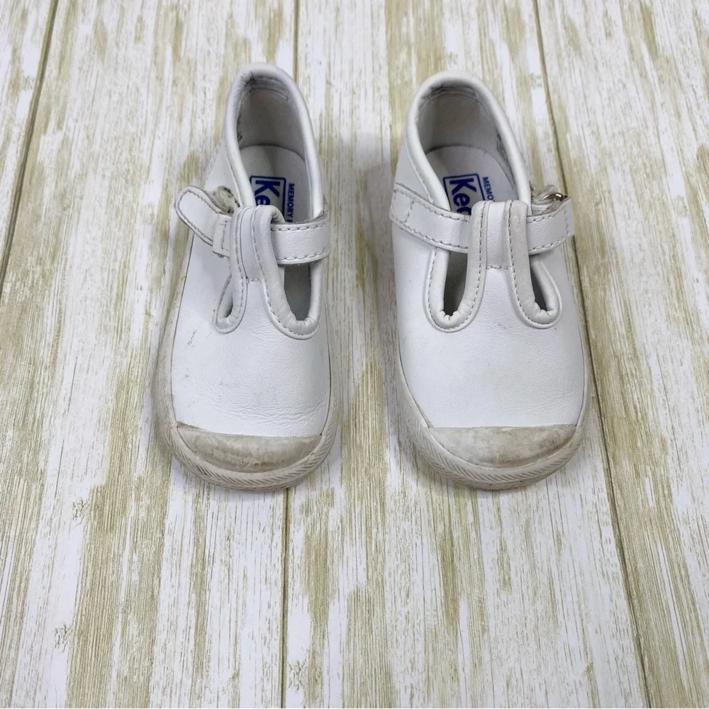 Keds White Leather Champion Toe Cap T-Strap Sneakers